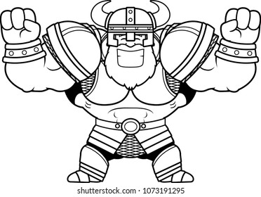 A cartoon illustration of a Viking celebrating.