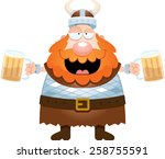 A cartoon illustration of a Viking drinking beer.
