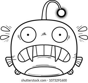 A cartoon illustration of a viperfish looking scared.
