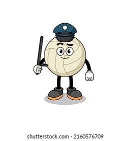 Cartoon Illustration of volleyball police , character design