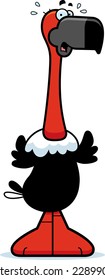 A cartoon illustration of a vulture with a scared expression.
