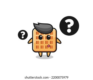 Cartoon Illustration von Waffeln mit Fragezeichen, niedliches Design