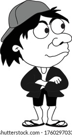 Cartoon illustration waiting for someone or something