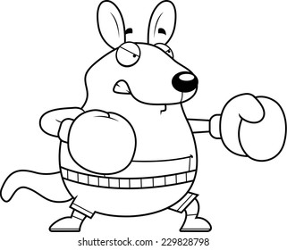 A cartoon illustration of a wallaby punching with boxing gloves.
