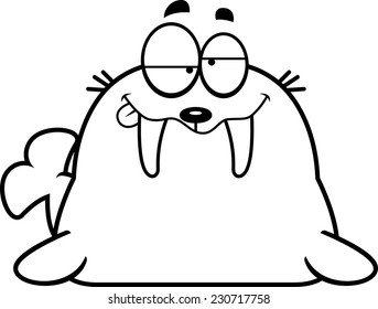 A cartoon illustration of a walrus looking drunk.