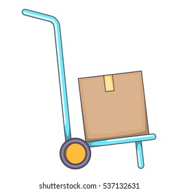 Cartoon illustration of warehouse trolley vector icon for web design