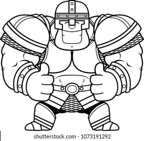 A cartoon illustration of a warrior with thumbs up.
