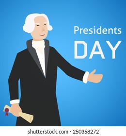 Cartoon illustration of Washington for presidents day. Flat style.