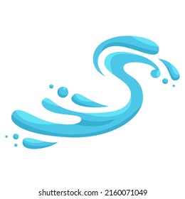 Cartoon illustration with water splash and drops. Vector illustration.