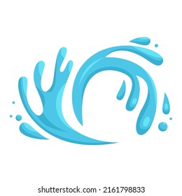 Cartoon illustration with water splash and drops. Vector illustration.