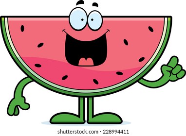 A cartoon illustration of a watermelon with an idea.