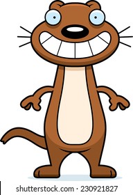 A cartoon illustration of a weasel looking happy.
