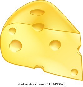 A cartoon illustration of a wedge of Swiss cheese