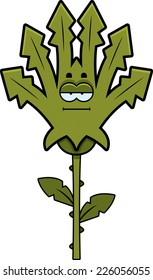 A cartoon illustration of a weed looking calm.