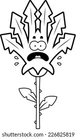 A cartoon illustration of a weed looking scared.