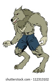 Cartoon illustration of a werewolf