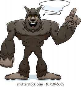 A cartoon illustration of a werewolf talking.