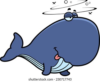 A cartoon illustration of a whale looking drunk.
