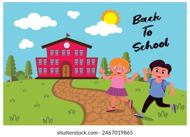 cartoon illustration of when children go back to school
