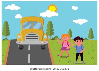ilustración animada de cuando los niños vuelven a la escuela