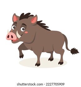 Cartoon Illustration Of A Wild Boar
