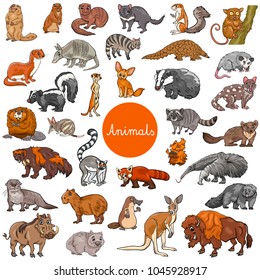 Cartoon Illustration of Wild Mammals Animal Characters Big Set