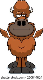 A cartoon illustration of a winged buffalo with a bored expression.