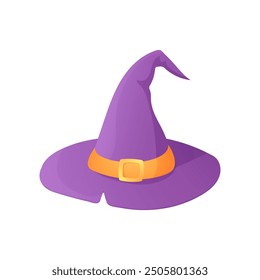Cartoon illustration of a witch hat for halloween. Vector illustration on white 