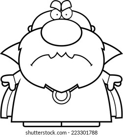 A cartoon illustration of a wizard looking angry.