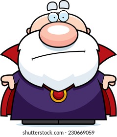 A cartoon illustration of a wizard looking bored.