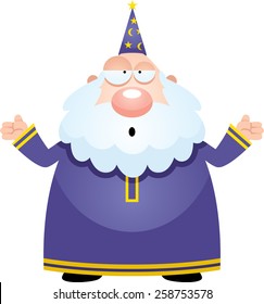 A cartoon illustration of a wizard looking confused.
