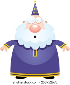 A cartoon illustration of a wizard looking surprised.