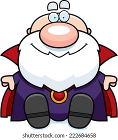 A cartoon illustration of a wizard sitting.
