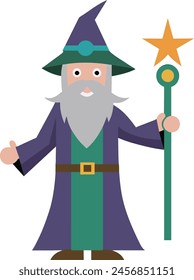 a cartoon illustration of a wizard with a star on it