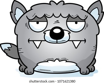 A cartoon illustration of a wolf looking calm.