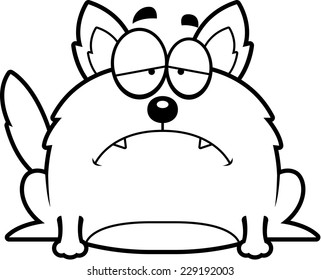 A cartoon illustration of a wolf looking depressed.
