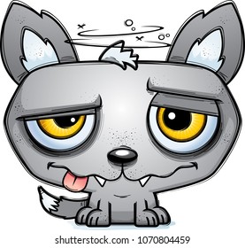A cartoon illustration of a wolf looking intoxicated.