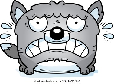 A cartoon illustration of a wolf looking terrified.