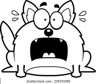 A cartoon illustration of a wolf looking terrified.