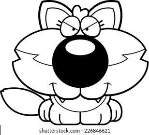 A cartoon illustration of a wolf pup with a sly expression.