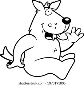 A cartoon illustration of a wolf sitting down.