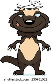 A cartoon illustration of a wolverine looking drunk.