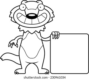 A cartoon illustration of a wolverine with a sign.