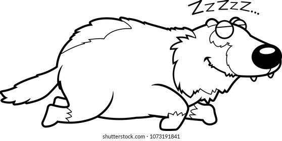 A cartoon illustration of a wolverine sleeping.