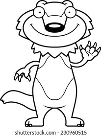 A cartoon illustration of a wolverine waving.