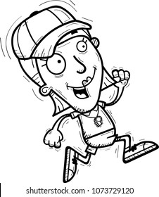 A cartoon illustration of a woman coach running.