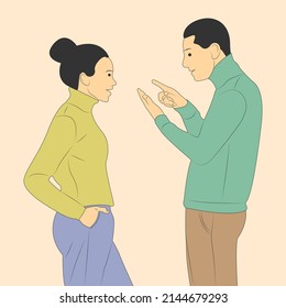 Cartoon illustration of a woman and a man having a conversation