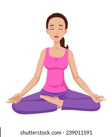 Cartoon illustration of a woman meditating