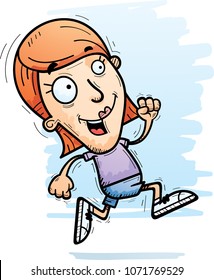 A cartoon illustration of a woman running.