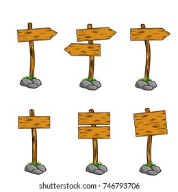 cartoon illustration - wood sign direction way